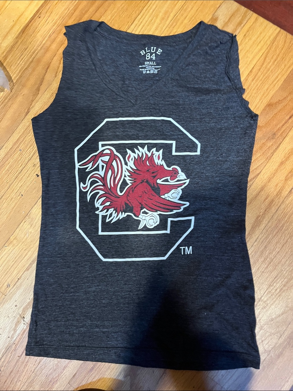 Blue 84 Kids Black Tank with Red Gamecock and White Outline